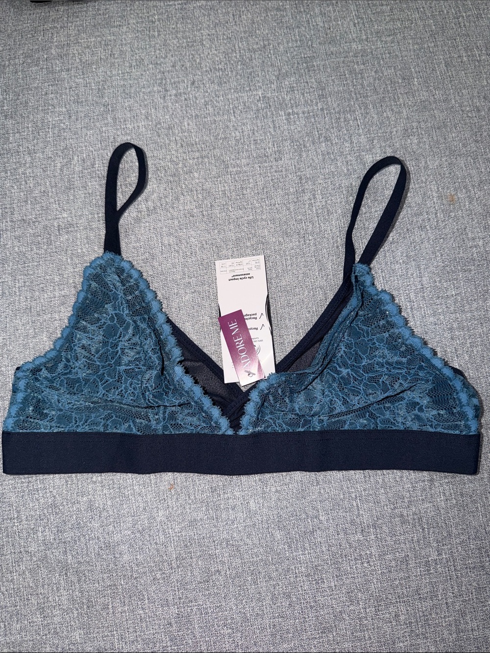 Adore Me Teal Lace Bralette with Elastic Band